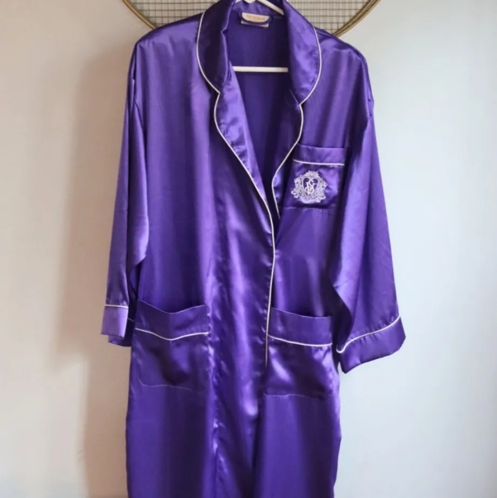Victoria's Secret Gold Label Vintage Duster Nightgown Robe Purple